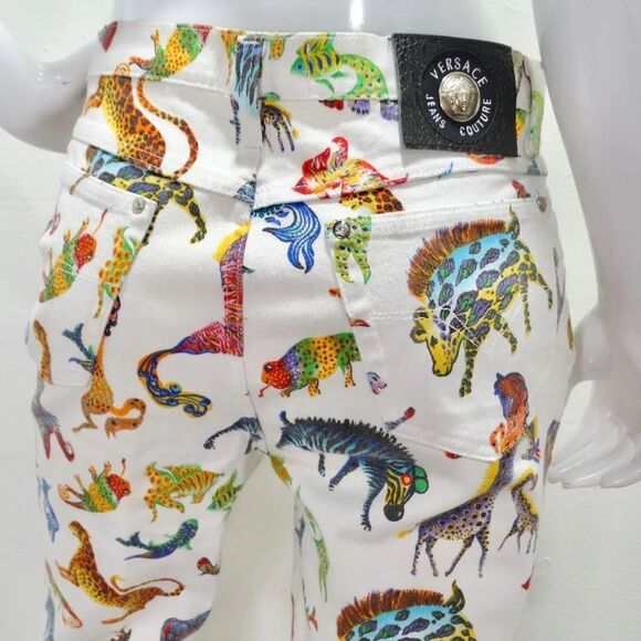 Versace Pants - Rare Versace 1990s Fantasy Animal Print Jeans